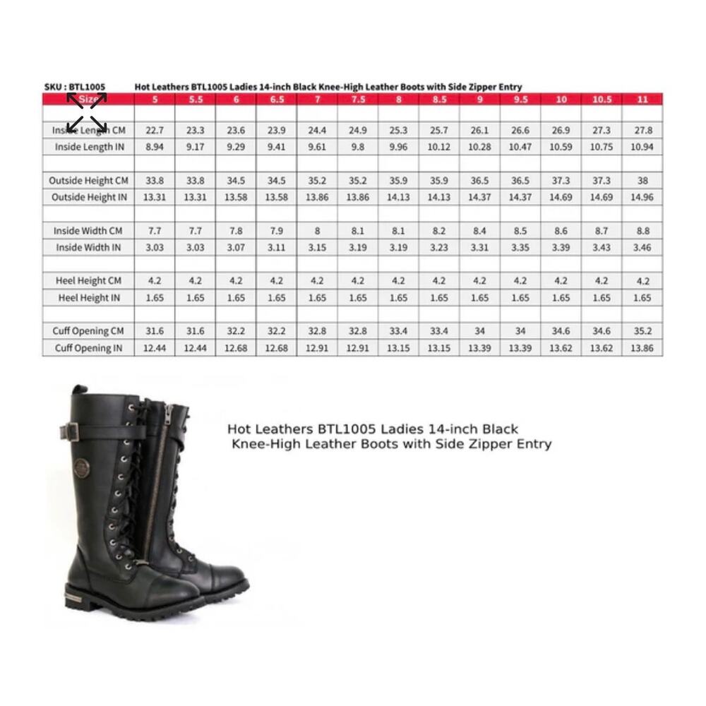 Hot Leathers BTL1005 Ladies 14-inch Black Knee-High Leather Boots - Picture 8 of 8